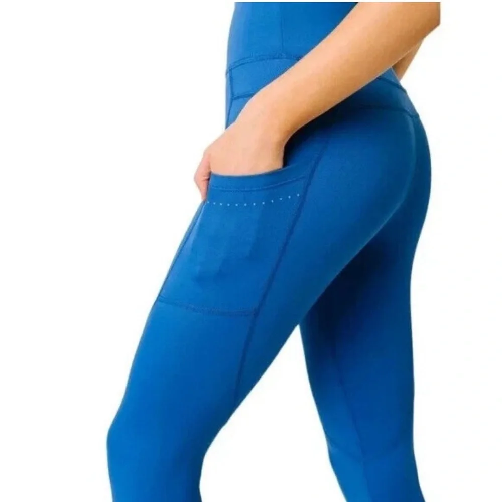 Zyia Active Reflective Pocket Light N Tight Hi Rise 7/8 Leggings‎ Size 6-8 Blue